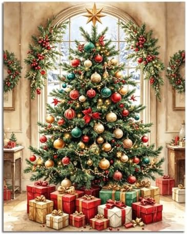 ICYANART Christmas Paint by Numbers Kit for Adults Beginner 16x20Inch