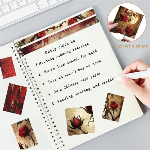 6x6" Cardstock Single Sided Scrapbooking,Craft Decorative Scrap Book Paper | 160gsm,24-Sheet 12Patterns Colored Paper,Junk Journal Supplies,Vivid Origami Papers DIY Craft Gift Wrapping Album.Candle Rose