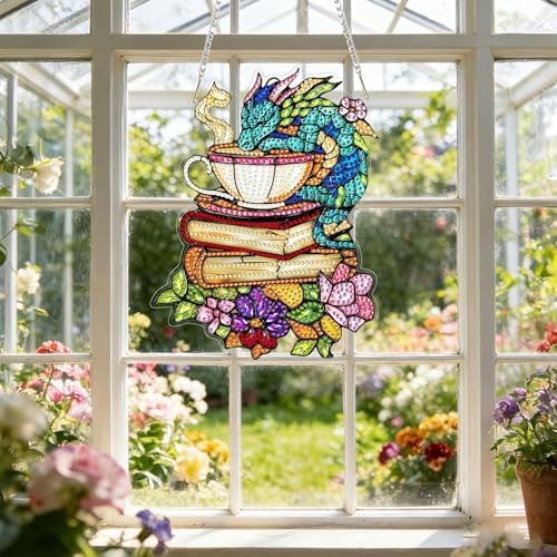 CRZMODE Dragon Diamond Art Hanging Kit for Adults, Dragon Pendant Diamonds Painting Art Kit, Special Crystal Diamond Art Painting Pendant Ornament, Craft Gift for Women Home Window Decor