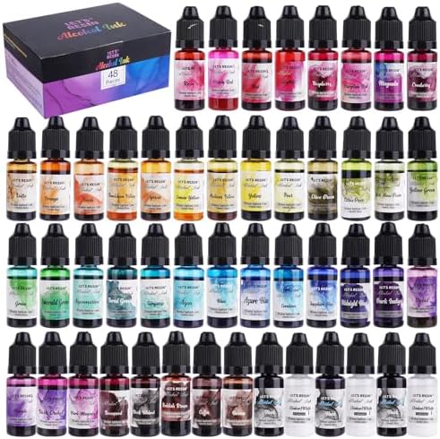 LET'S RESIN 48pcs Concentrated Alcohol Ink Set,Vibrant Color (Each 0.35oz)