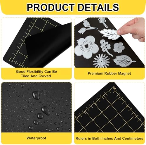 Copkim 2 Pcs 9''L 6''W Magnetic Cutting Shim Grid Magnetic Shim Embossing Machine Die Pads Black Sheet Die Cutting Machine Accessories