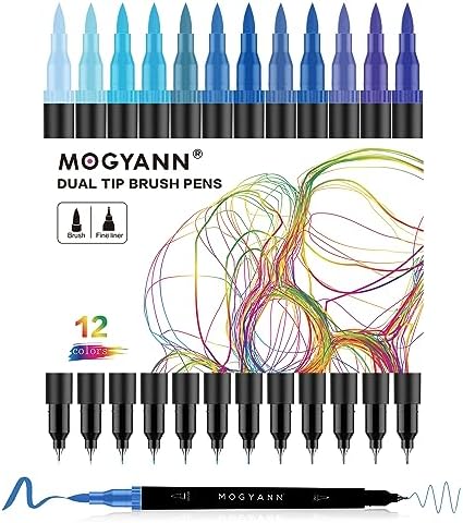 Blue Markers for Coloring, Drawing Pens 12 Pack