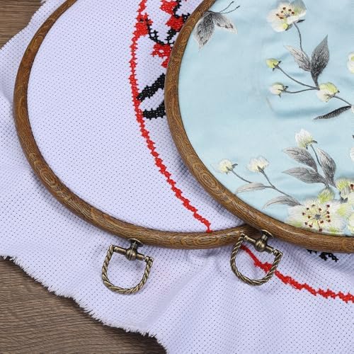 PATIKIL 7x5.9inch Embroidery Hoops, 5Pieces Imitated Wood Oval Frame Cross Stitch Hoop Ring for Embroidery Art Craft Sewing Ornaments Hanging Decoration