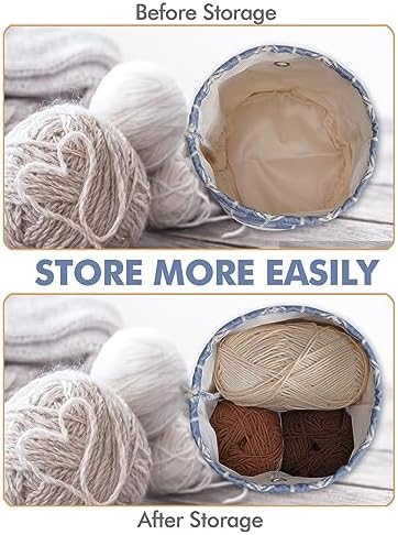 Yarn Bag, Small Knitting Crochet Bag, Portable Yarn Storage Bags Organizer for Crocheting Project,Store Skein Ball, Short Knitting Needle (Blue)