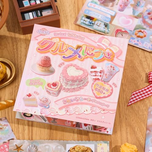 Girl's Japanese Retro Sticker Book, Food and Daily Life Theme - 650+ Cute Old Showa Style Foodie Stickers, for DIY Scrapbooking Journaling Handbook Decoration