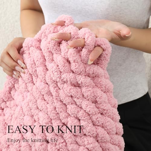 Chunky Yarn for Hand Knitting, No7 Thick Yarn, 250Grams 32Yards, Pack of 4, Perfect for Knitters and Crafters (Skin Powder)