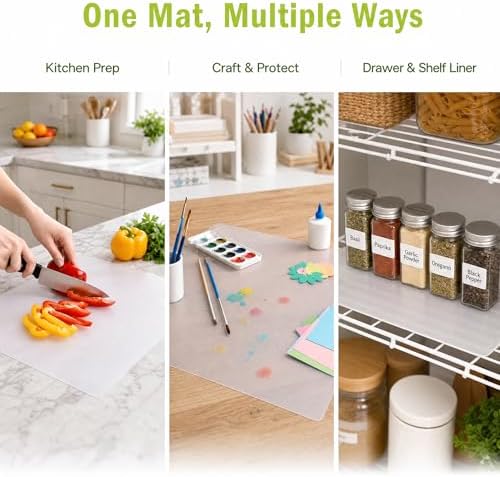 ZENFUN 30 Pack Plastic Cutting Board Mats, Flexible Clear Cutting Mats 17 x 11 In, Kitchen Cutting Board Sheets Frosted Placemats BPA-Free, Non-Porous
