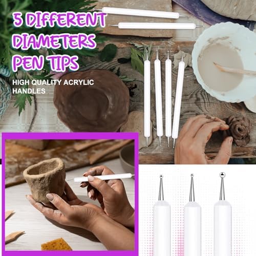 Ashmacdo 20 Pcs Dotting Tools for Painting,Ball Embossing Tool Tracing Stylus for Transfer Paper Drawing Nail Art