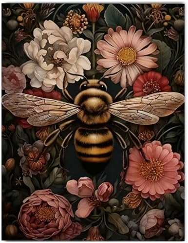 CRZMODE Bee Paint by Numbers Kit for Adults, Bee Paint by Numbers for Adults, Acrylic Painting Crafts for Home Decor Gift (16x20inch)