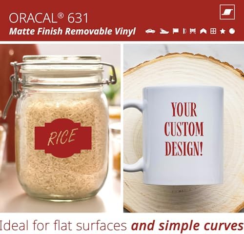 ORACAL 631 Matte Dark Red Vinyl Durable Roll Easy to Weed Permanent Adhesive Craft Vinyl for Plotting Machines, Decals & DIY Projects 12” x 15ft + Transfer Tape 12" x 24"