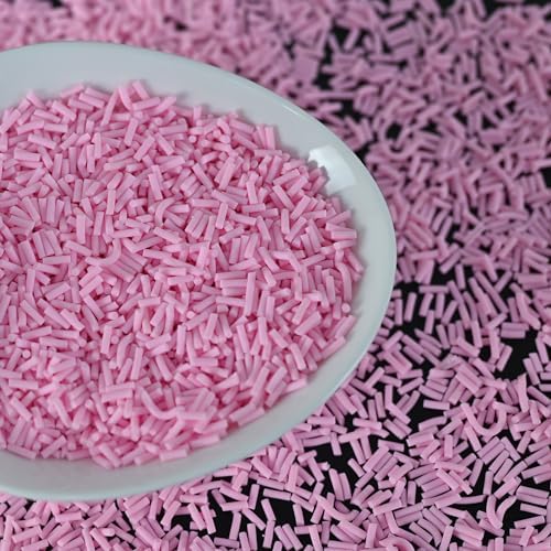 LIKETURE Fake Sprinkles 110g Non-edible Polymer Clay Sprinkles Faux Sprinkle Plastic Sprinkles for Craft Sprinkles Decoration for Resin Filler Slime Add ins Slime Mixed in Shaker Card (Pink)