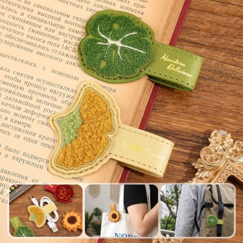 4PCS Leather Flower Magnetic Bookmarks Set，Vintage Bloom Book Markers for Reading Women & Men，Reading Accessories for Book Lovers，Readers，Adults & Kids，Unique Gifts for Festivals & Remembrance Days