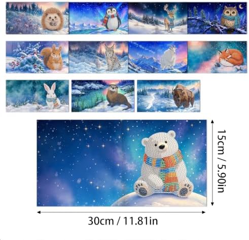 POETRYDRAW DIY Diamond Art Painting Greeting Card Kit, Creative Craft Set for Card Making，Snow Animals