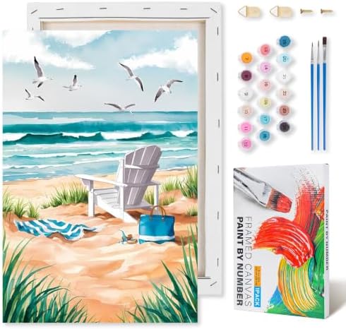 Kalonyth Beach Framed Paint by Numbers Kit for Adults Beginner 8x12 inch