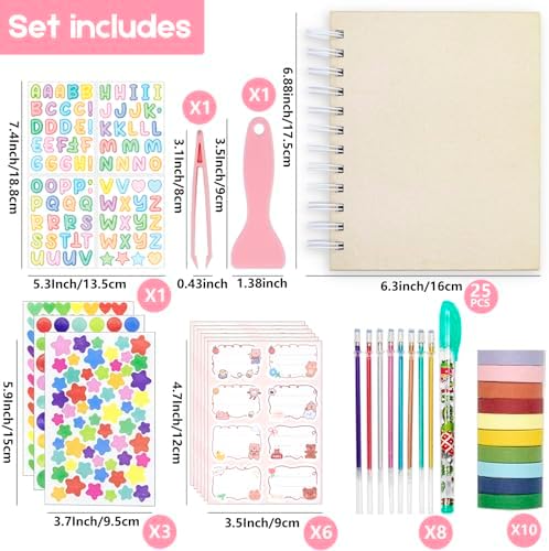 Scrapbook Self Adhesive Photo Album 25 Pages Hard Cover DIY Photo Album for Instant Camera Print Paper with DIY Accessories (Beige)