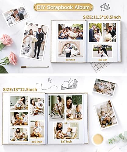 Popotop Photo Album Self Adhesive Scrapbook Album for 4x6 5x7 8x10 Pictures DIY Photo Book as Scrapbooking Supplies Kits, Birthday Gifts for Women Mom Wedding Baby Family Travel
