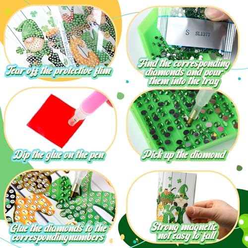 Saillong 12 Pack Holiday Diamond Painting Greeting Card Kit Seasonal Diamond Art Cards with Envelopes Summer Patriotic 5D Rhinestones Painting Making Kit for Adult DIY Craft Family Friend Holiday Gift