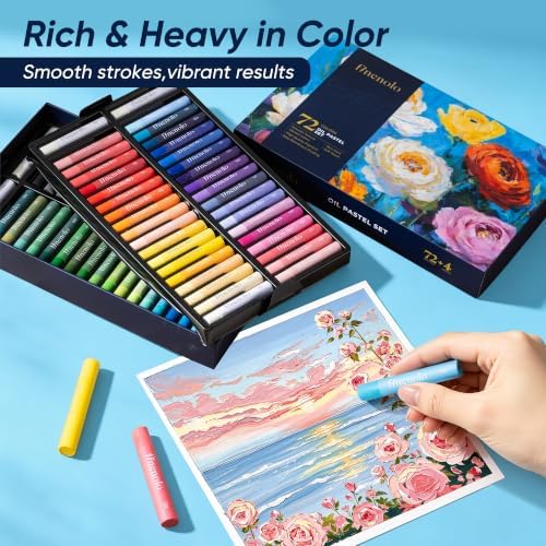 finenolo 72 Colors Oil Pastels, Rich Pigment with 4 Extra White