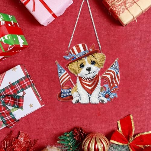 BAWKENTON Independence Day Hanging Diamonds Art kit for Adult, DIY Diamonds Painting Art Kit, Acrylic Diamonds Painting Suncatcher Board Kit Ornament, Special Crystal Diamond Hanging Ornament