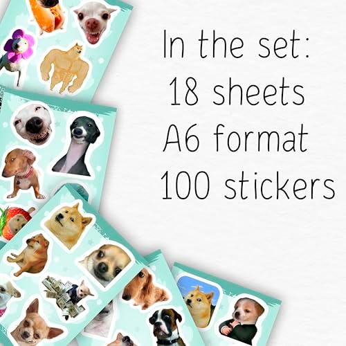 100Pcs Dog Meme Stickers for Water Bottle, Laptop - Funny Dog Stickers, Gifts - Meme Party Supplies - Gift for Women & Men