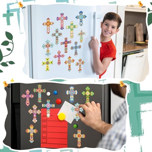Motipuns 30 Pcs Diamond Magnets,Cross,Desaturated