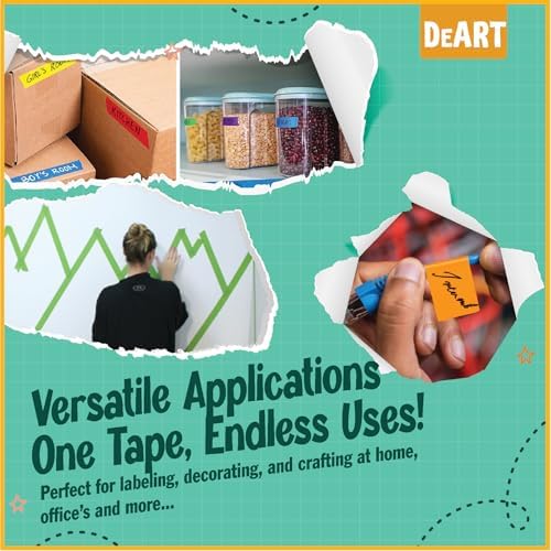 DEART Colored Masking Tape 12 Pack 1 inch Color Painters Tape for Arts & Crafts Labeling, Coding, Art Supplies, Whiteboard Tape, Craft Supplies DIY Lab Tape Wire Management Scrapbook Decoration