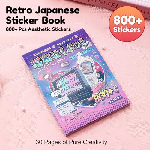 Japanese Sticker Book for Adults – 45 Sheets 800+ Pcs Aesthetic Vintage Manga Stickers for Journaling & Scrapbooking, Cute Sticker Book for Planner, DIY Crafts, Junk Journal & Gifts