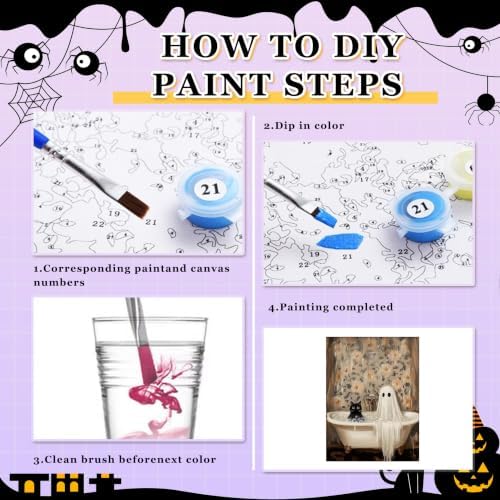 Halloween Paint by Numbers Kit for Adults, Paint by Numbers Adults 16x20 in | Ghost Paint by Numbers for Adults, Halloween Adult Paint by Number Kits Wall Decor Gifts DIY Acrylic Oil Painting