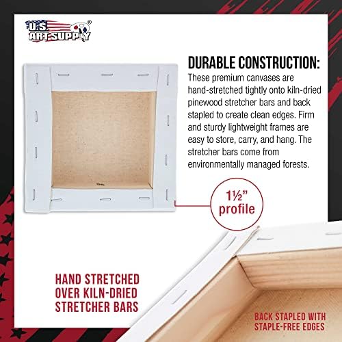 U.S. Art Supply 4"x4" Stretched Canvas for Painting, Gallery Depth 5-Pack | Square, 1-1/2" Thick - 12oz Acrylic Gesso Triple Primed, Professional Artist Quality, 100% Cotton - Oil, Pouring Paint