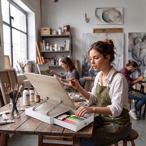 Tabletop Easel for Painting with Storage, Adjustable Height & Angle
