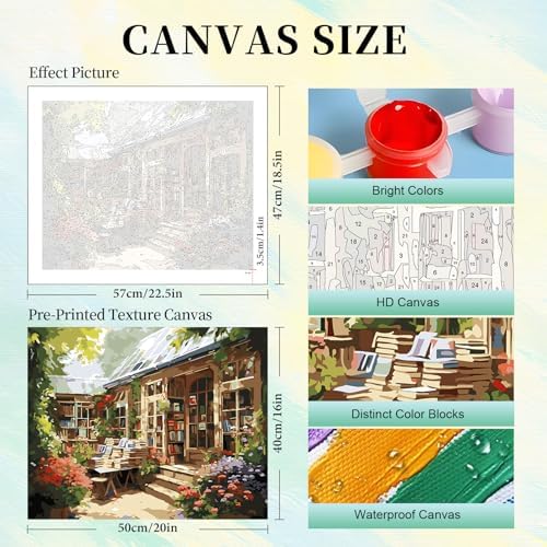 Paint by Numbers Kit for Adults, Bookstore DIY Painting Kit, 16x20 Inch