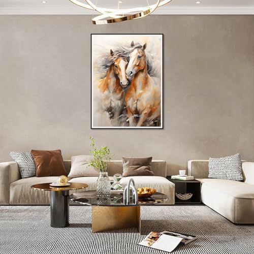 Stalente Diamond Painting Kits for Adults, Horse Round Full Drill Diamond Art Kits, 5D DIY Paint with Diamonds Crafts for Home Wall Decoration Gifts 12×16Inch
