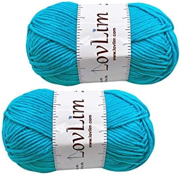 Yarn Pack, 2 skeins of 50g Each, Soft Cotton Yarn for Crochet and Knitting, Craft DK Amigurumi Yarn (Turquoise Blue)