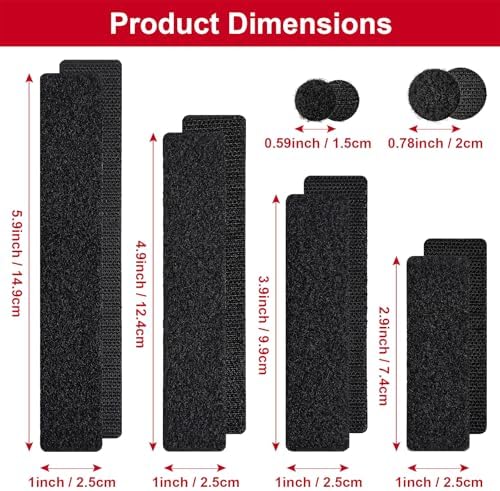 138 Sets Nylon Heavy-Duty Hook and Loop Tape, Various Sizes for Crafts, Office Use, and Wall Mounting