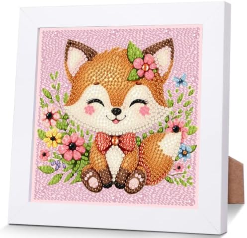 Fox Diamond Art Painting Kits for Kids with Frame Ages 4-8-12 (7x7 inch)