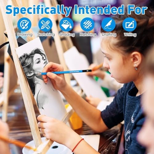 112 Pcs Graphite Sketch Pencil Set Professional Drawing Sketching Pencil Set (14B - 7H) Art Graphite Pencils Artist Pencils Drawing Pencils for Beginners & Pro Artists