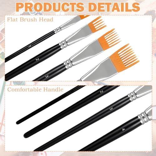 4Pcs Comb Artist Brush Set, Rake Brushes for Painting with Birch Wood Handle, Paintbrush for Acrylic Paint, Textured Art Paintbrush Sets for Greeting Cards & DIY Crafts