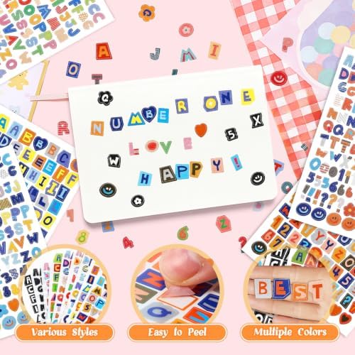 558pcs Scrapbook Letter Stickers, Vintage Junk Journal Sticker, Small Ransom Numbers Stickers for Scrapbooking Supplies Junk Journal Journaling Laptop Water Bottle DIY Crafts (4)