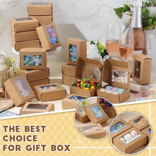 Zonon 100 Pcs Mini Kraft Soap Boxes with Window Homemade,Brown