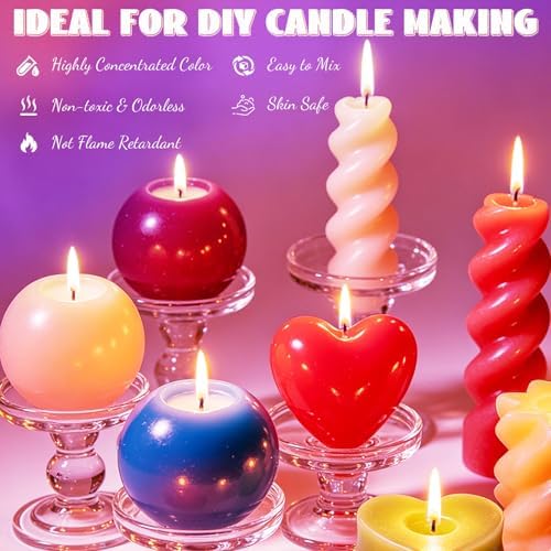 Candle Dye - 36 Colors Candle Color Dye, Non-Toxic, Highly Concentrated Candle Wax Dye for DIY Candle Making, Liquid Oil-Based Candle Dye for Soy Wax, Beeswax, Gel Wax - 10ml/Bottles