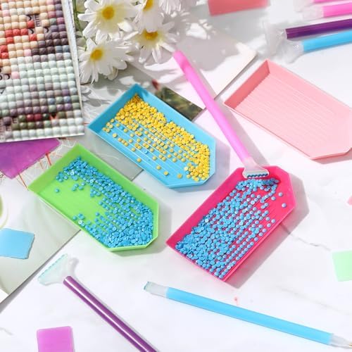 Affrolling 90 Pcs Diamond Art Tools, Drill Pens Trays Glue Clay