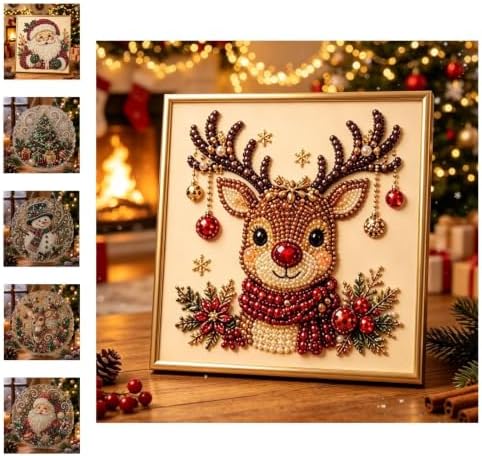 Christmas Pearl Diamond Painting Suncatcher Kit, DIY Bead Craft (#F)