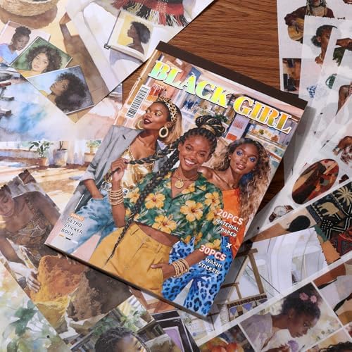 Black Girls Scrapbooking Stickers 400 Pre-Cut Washi Stickers