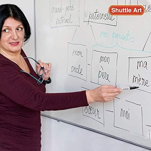 Shuttle Art Dry Erase Markers, 15 Pack 3 Colors Magnetic Whiteboard Markers with Erase, Fine Point Dry Erase Markers for Writing on Whiteboard Glass Mirror for School Home Office(11 Black 2Blue 2Red)