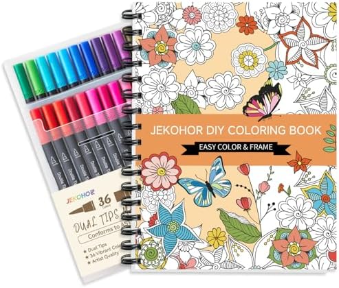 Adult Coloring Book Set ,36 Markers 30 Patterns (Mandala Animal Flowers)