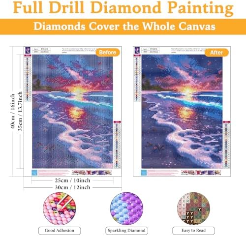 Okarina Diamond Art Kits for Adults & Beginners, Beach Diamond Painting Kit