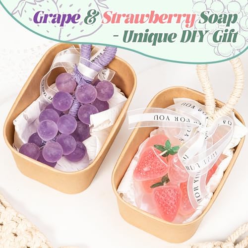 PIUH Grape & Strawberry Soap Making Kit for Adults Beginners Making Soaps | DIY Fruit Soaps, Grape & Strawberry Soap Making Supplies, Grape & Strawberry Soap Mold, Soap Base and Supplies