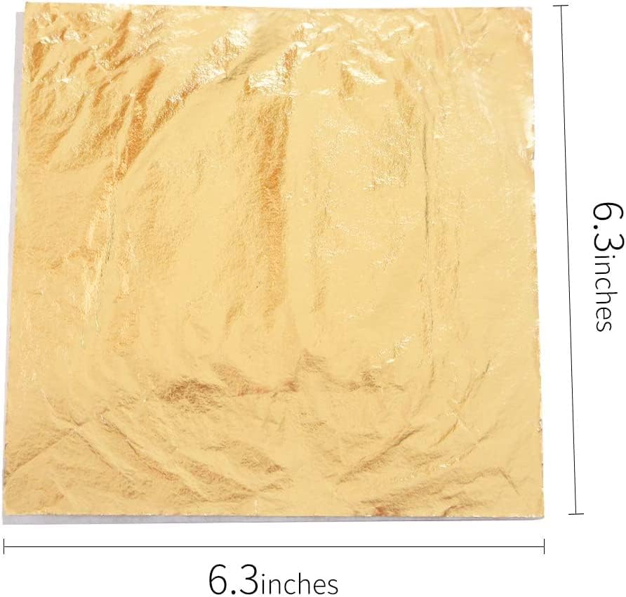 Gold Leaf Sheets, 100 pc 6.3" Gold Foil Paper for Arts Craft, Painting, Gilding, Slime, Nail Design, Furniture Decoration, Resin Jewelry Making