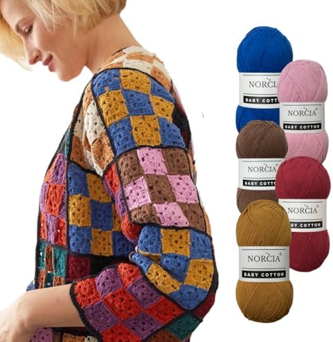 Baby Cotton, 55% Cotton 45% Acrylic Yarn, Fine/Sport (2) for Crochet and Knitting, Soft Amigurumi Yarn, 100 gr (361 yds)