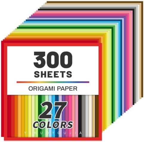 Origami Paper 300 Sheets, 27 Colors 6x6 Inch Double Sided Colored Paper | Square Paper for Kids Folding Crafts, DIY Arts, Scrapbooking, Classroom Projects and Creative Activities
